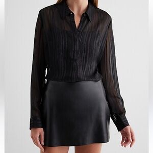 Like new! Express Black with Metallic Sheer Button Down Shirt